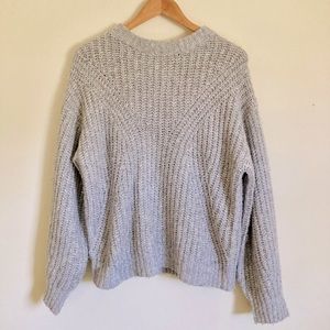 Mock Neck Heather Gray Knit Sweater